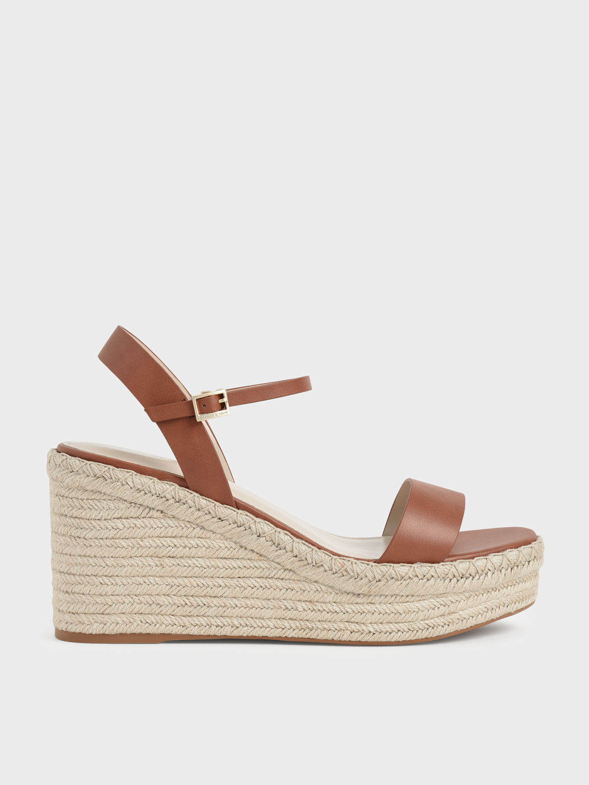 Cognac Sepatu Wedges Ankle Strap 