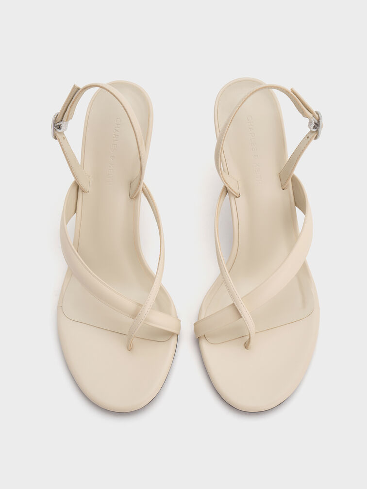 Stiletto Slingback Thong Sandals, Chalk, hi-res