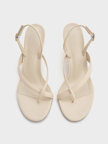 Stiletto Slingback Thong Sandals, Chalk, hi-res