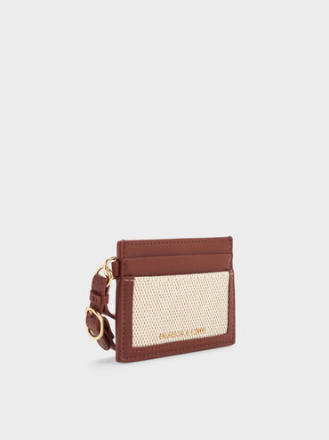 Card Holder Scottie Recycled Leather & Canvas, Brick, hi-res