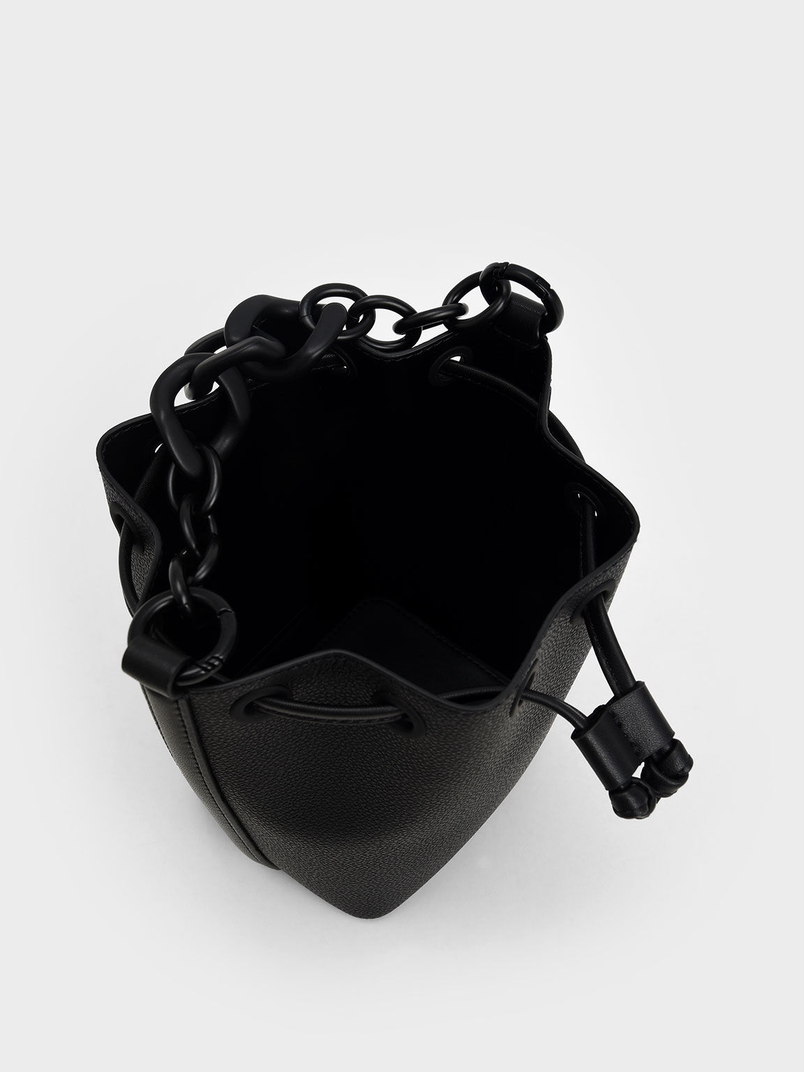 Tas Bucket Drawstring Marlowe Chain-Handle, Black, hi-res