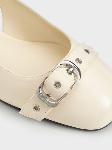 Sepatu Pumps Ankle-Strap Grommet-Belt, Chalk, hi-res