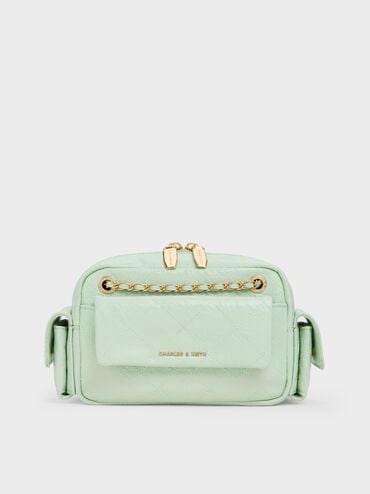 Duo Quilted Crossbody Bag, Mint Green, hi-res