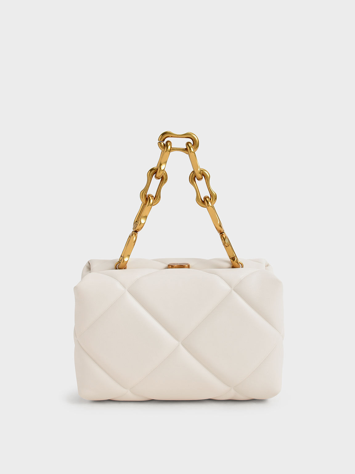 Tas Boxy Quilted Gemma Chunky Chain Handle, Cream, hi-res