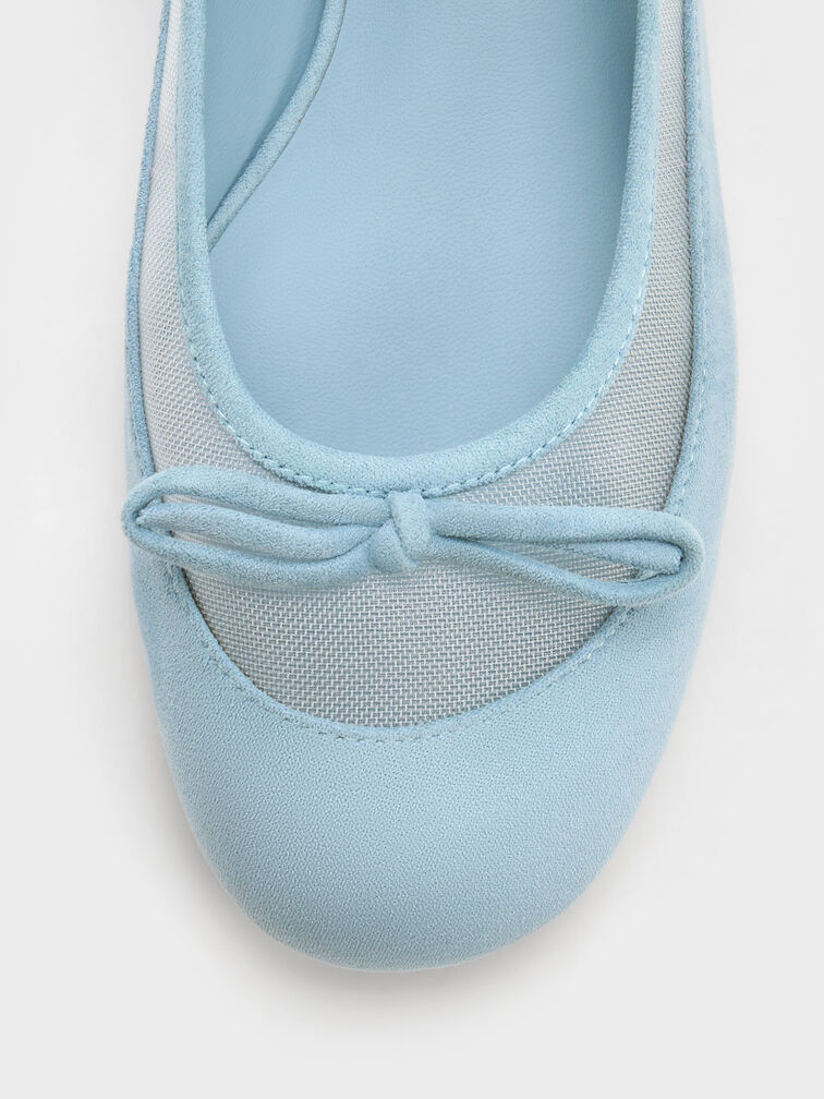 Sepatu Mary Janes Muligan Mesh & Faux Suede, Light Blue, hi-res