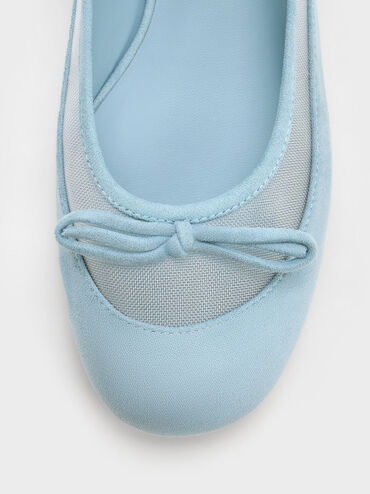 Sepatu Mary Janes Muligan Mesh & Faux Suede, Light Blue, hi-res