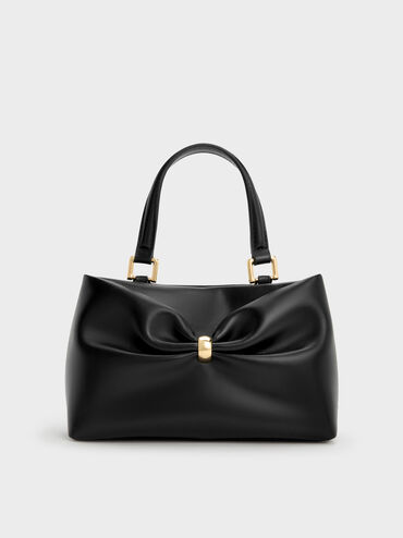 Halsey Ruched Top Handle Bag, Black, hi-res