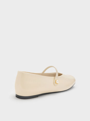 Sepatu Flats Mary Jane Pearl Marie, Cream, hi-res