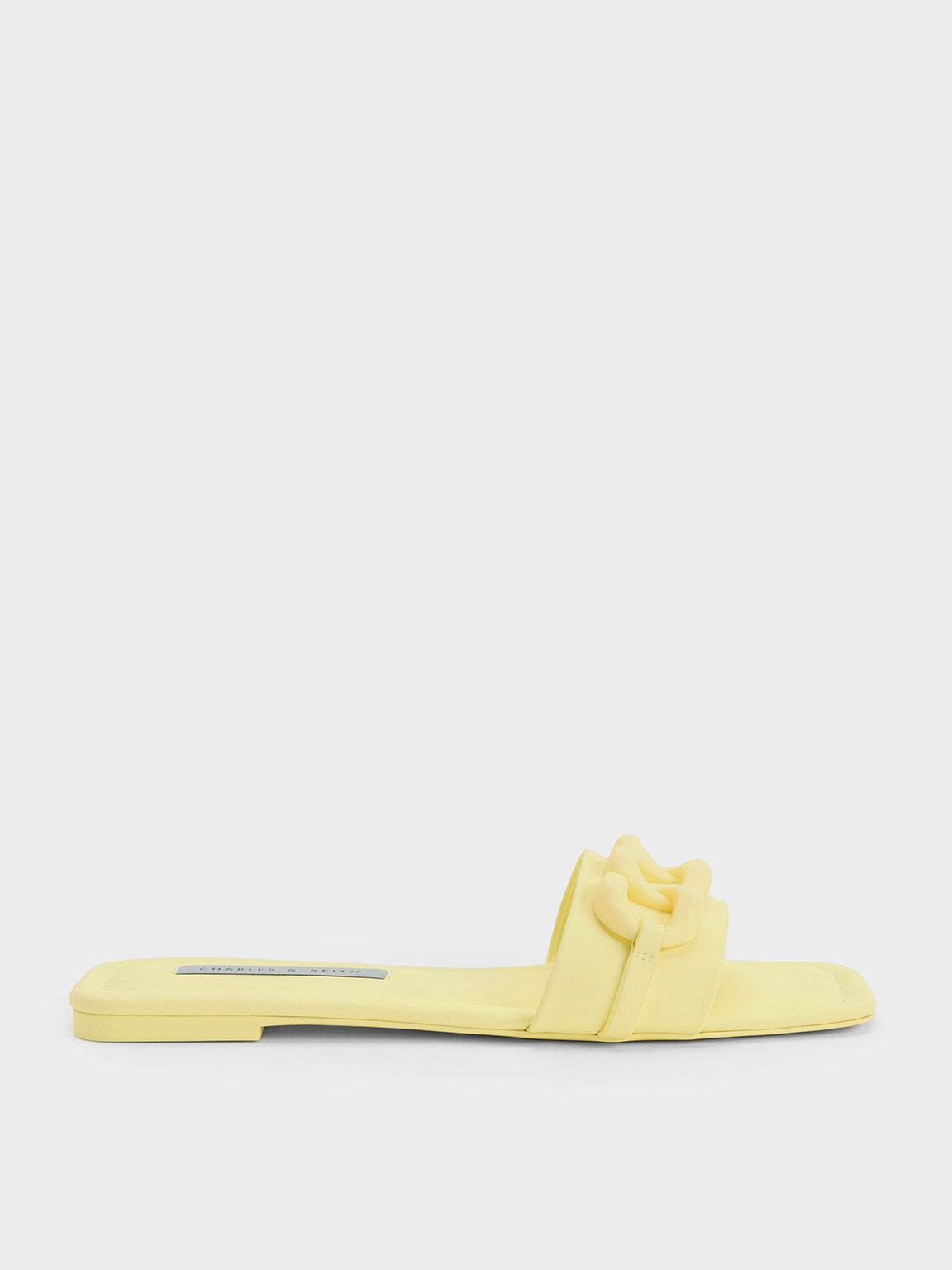 Yellow Sandal Slide Chunky Chain-Link, Yellow, hi-res