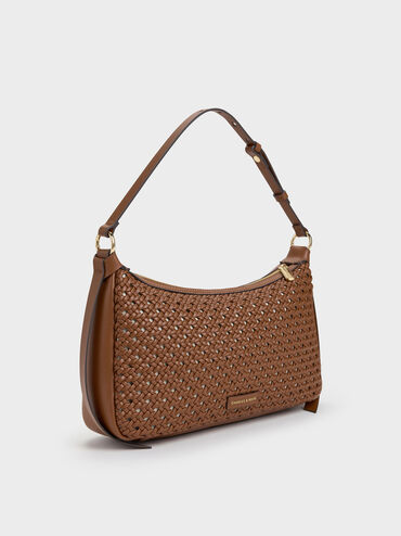 Tas Bahu Woven Calla, Chocolate, hi-res