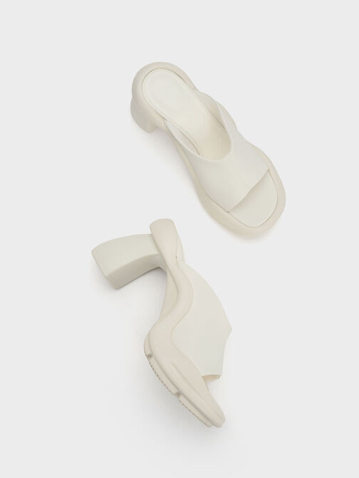 Sepatu Mules Leila Sculptural, Cream, hi-res