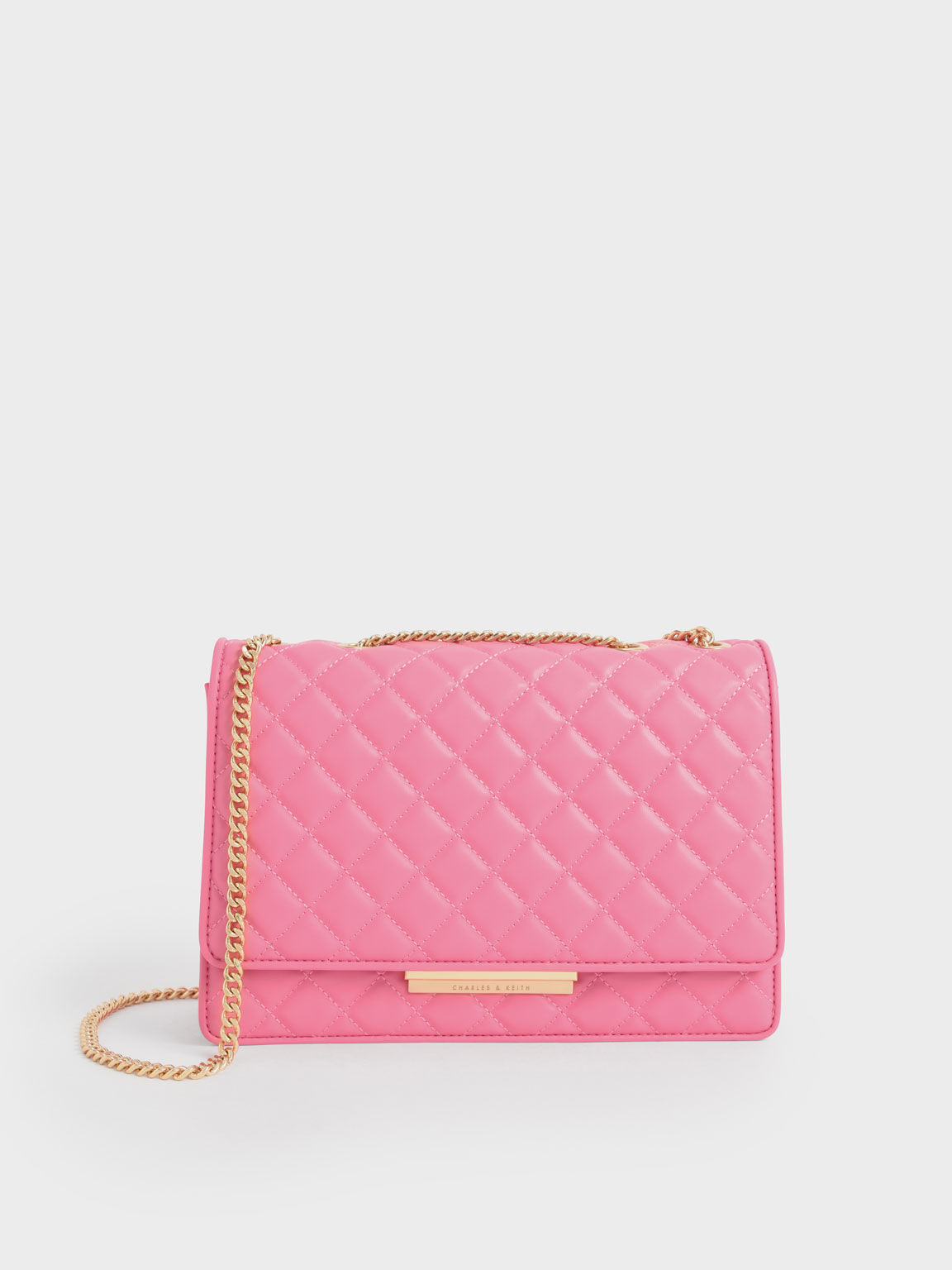 Tas Double Chain Handle Quilted, Pink, hi-res