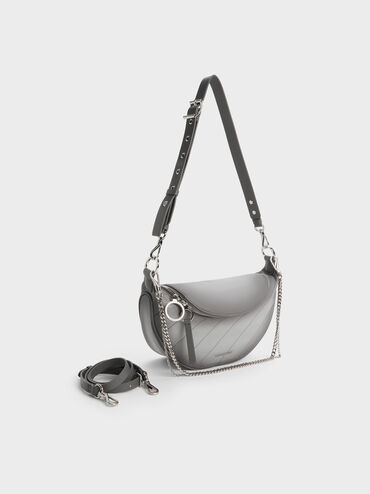 Tas Selempang Philomena Half-Moon, Grey, hi-res