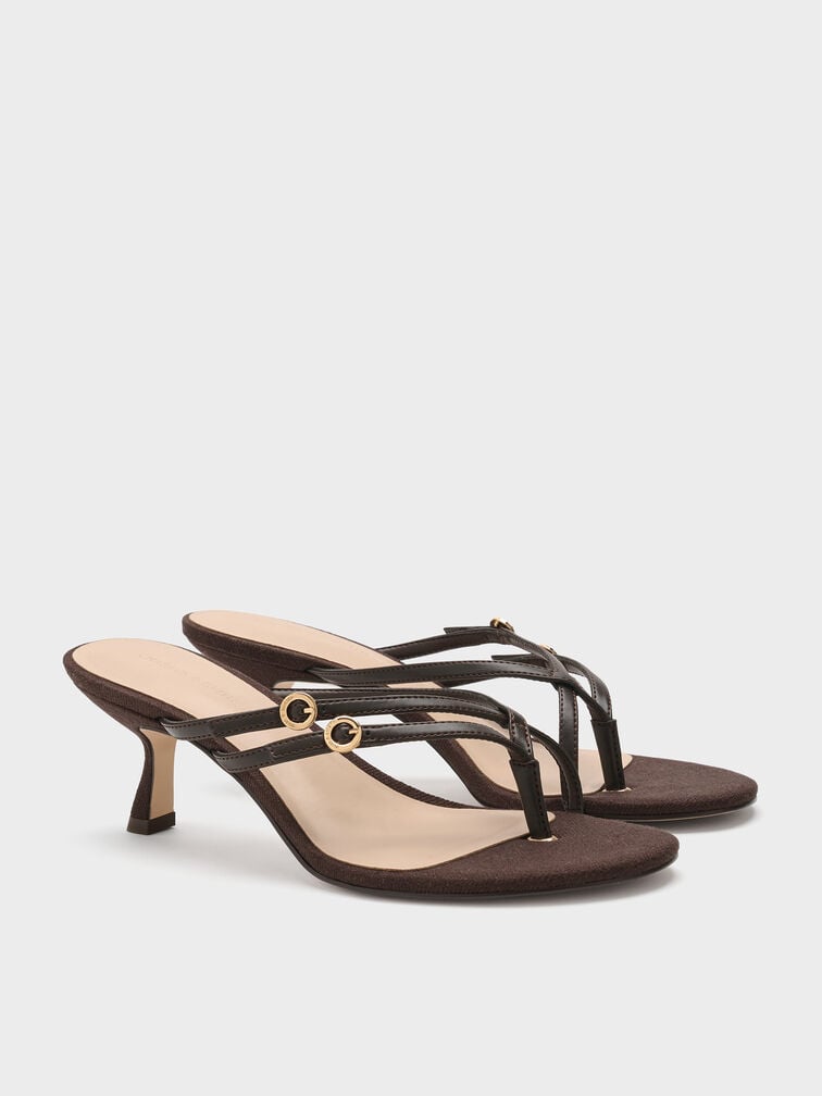 Sandal Slingback Slant-Heel, Dark Brown, hi-res