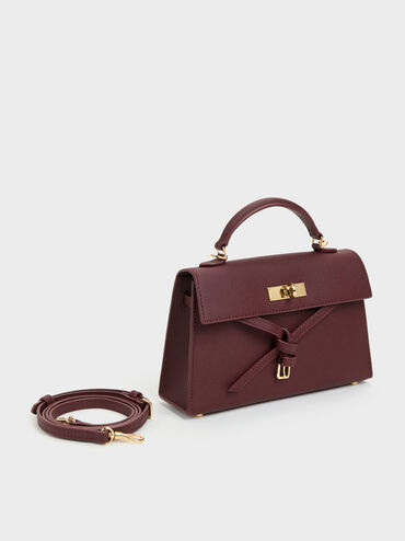 Tas Top Handle Knotted-Belt Tricha, Wineberry Red, hi-res