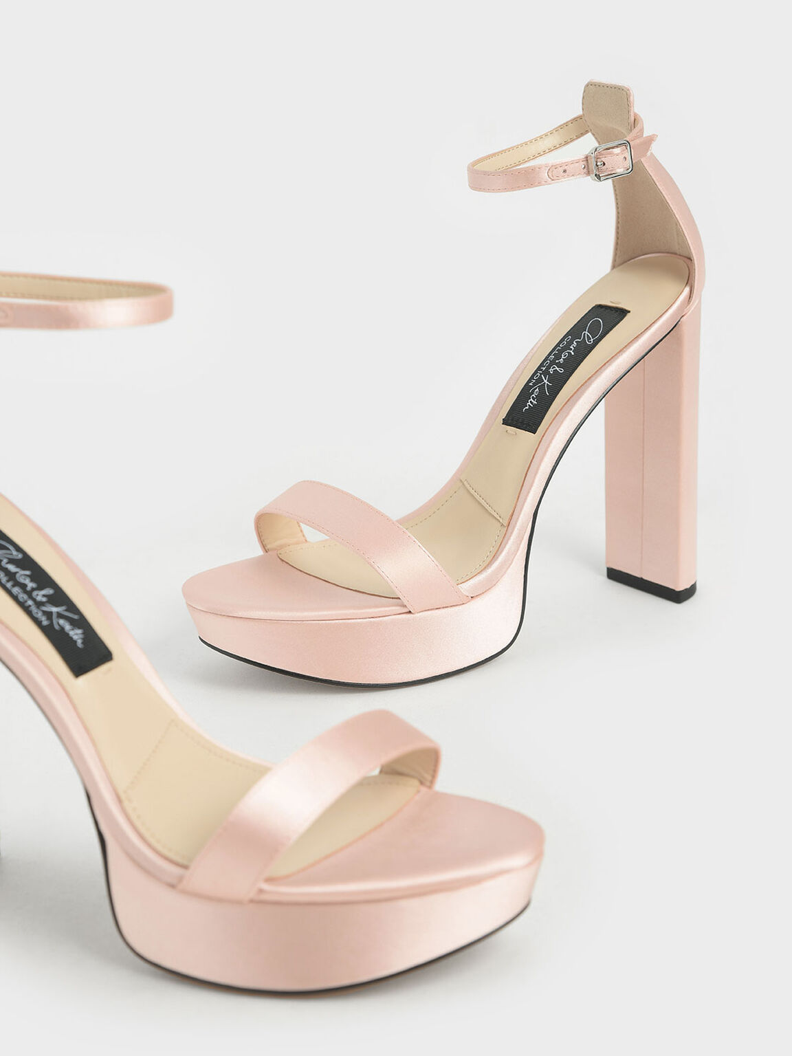 Wedding Collection: Satin Platform Sandals, Pink, hi-res