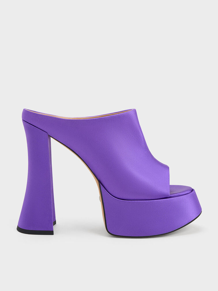 Sepatu Platform Mules Delphine Recycled Polyester, Purple, hi-res