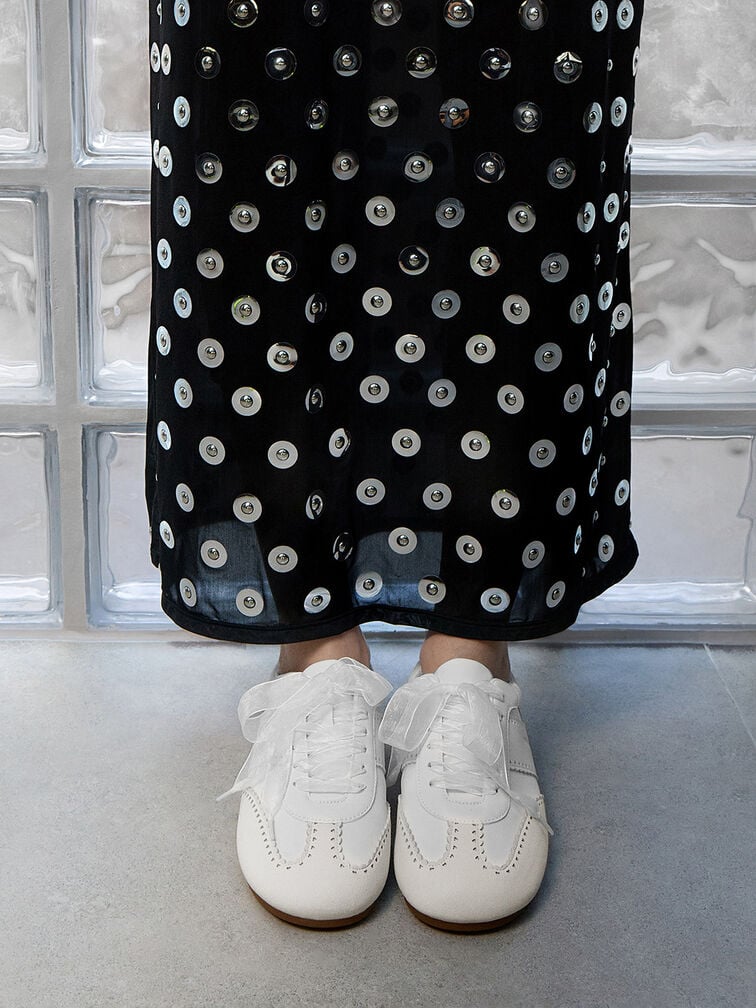 Sneakers Mary Jane Contrast-Panel Mesh, White, hi-res