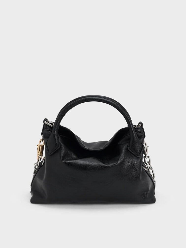 Tas Tote Chain Delfina Mini, Noir, hi-res