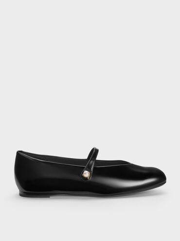Sepatu Flats Mary Jane Pearl Marie, Black Box, hi-res