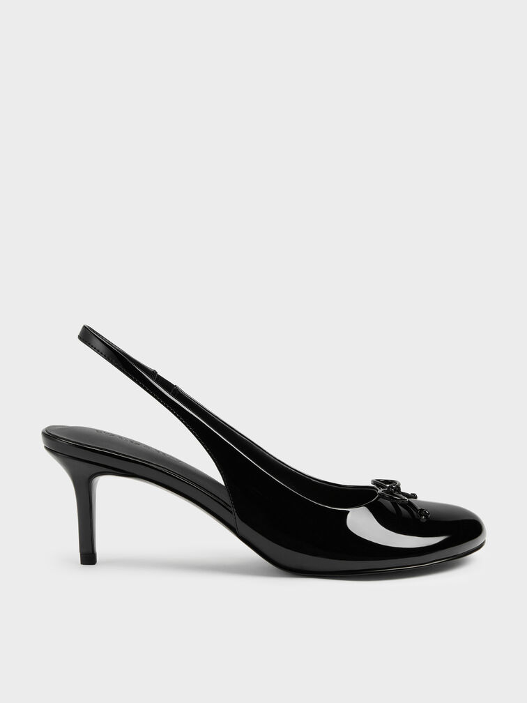 Imani Patent Asymmetric Slingback Pumps, Black Patent, hi-res