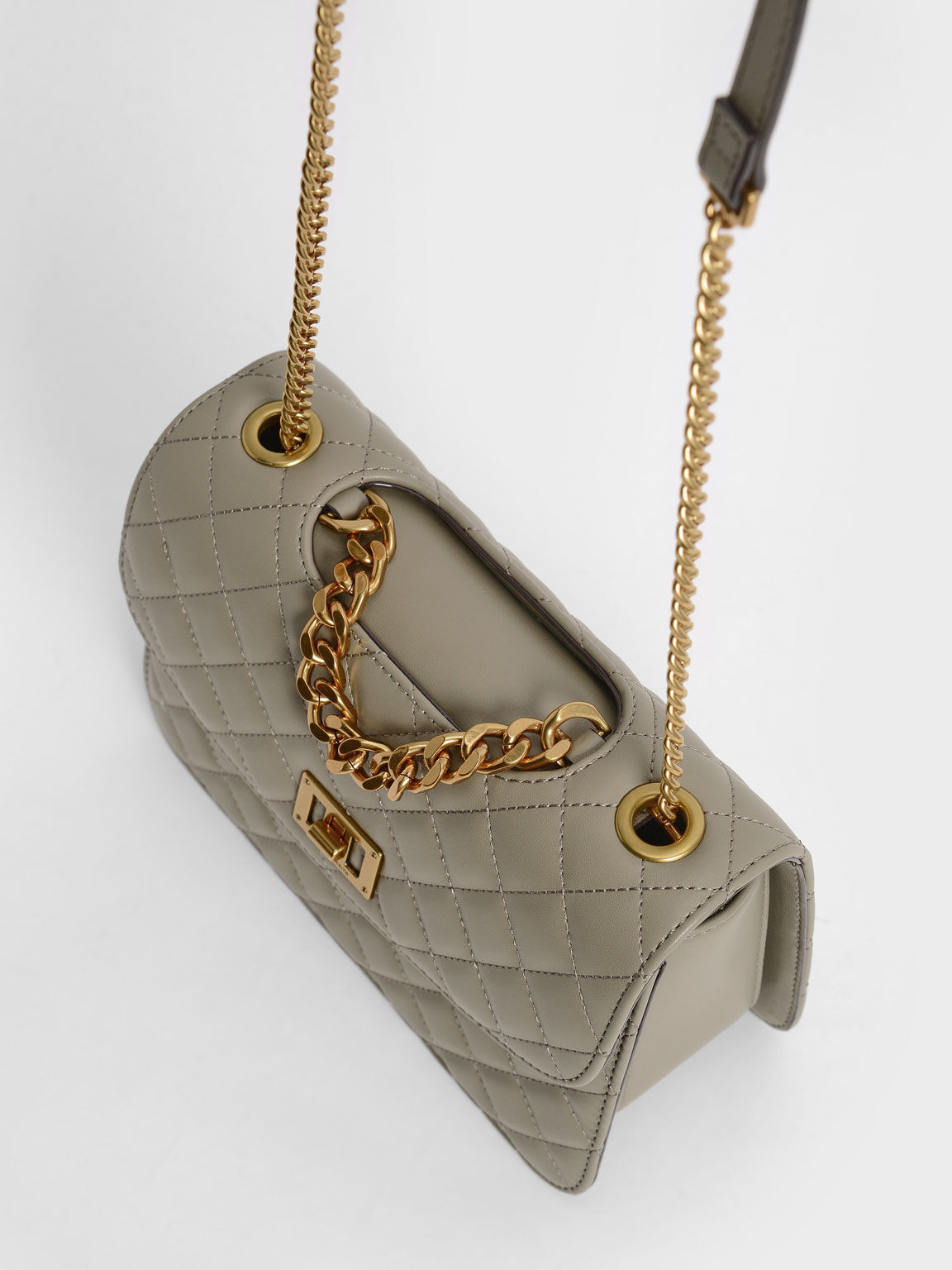 Clutch Quilted, Taupe, hi-res