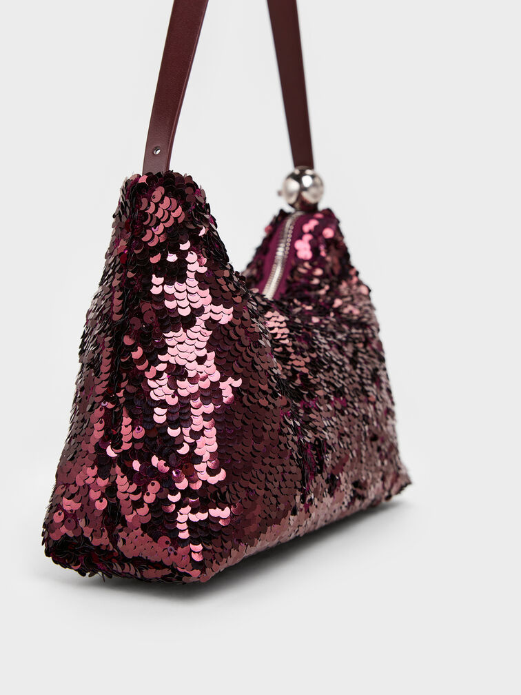 Tas Sequinned Two-Way Jesmyn, Burgundy, hi-res
