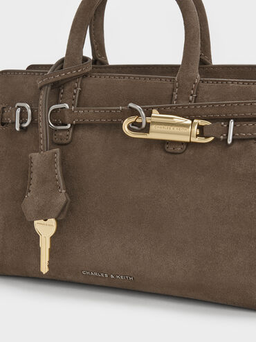 Tas Tote Belted Delfina Mini, Stone Grey, hi-res