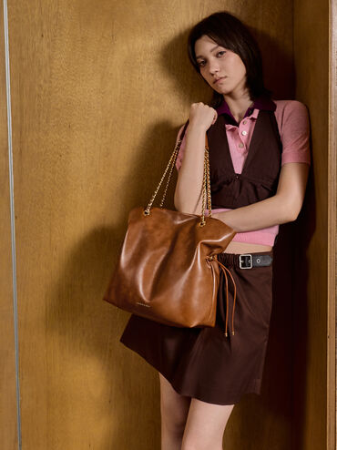 Arya Braided-Strap Tote Bag, Distressed Tan, hi-res