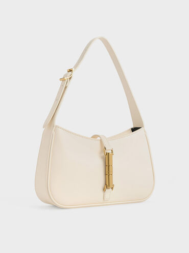 Tas Bahu Metallic Accent Cesia, Cream, hi-res