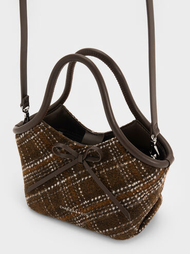 Tas Top Handle Tubular Bow Checkered Hazel, Multi, hi-res