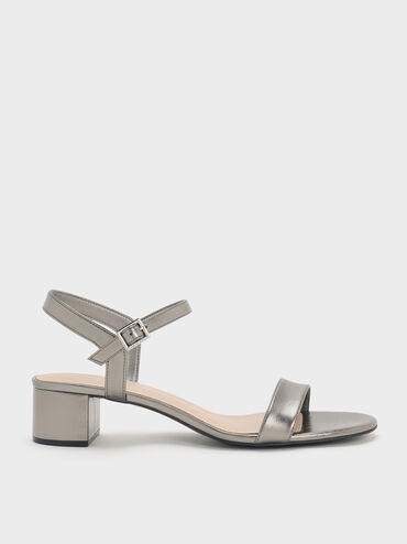 Sandal Ankle-Strap Block-Heel Snake-Print Alec, Pewter, hi-res