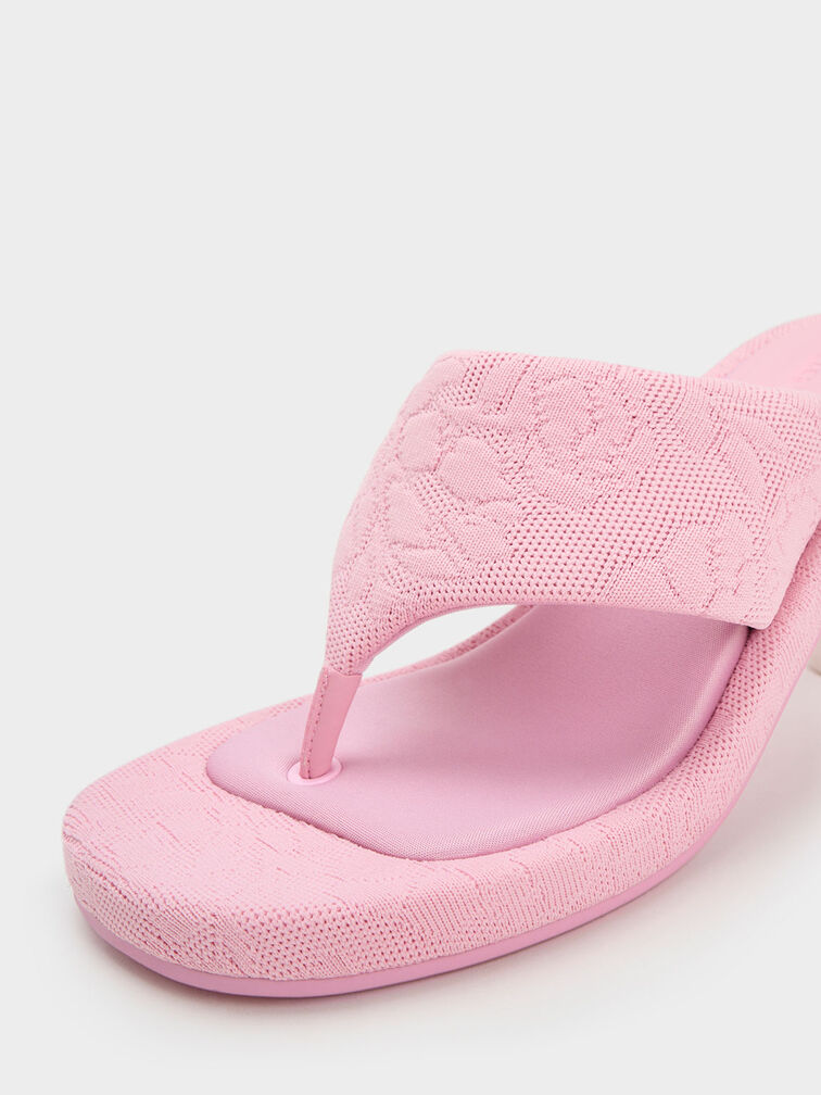 Sandal Noemi Knitted Spool Heel, Pink, hi-res