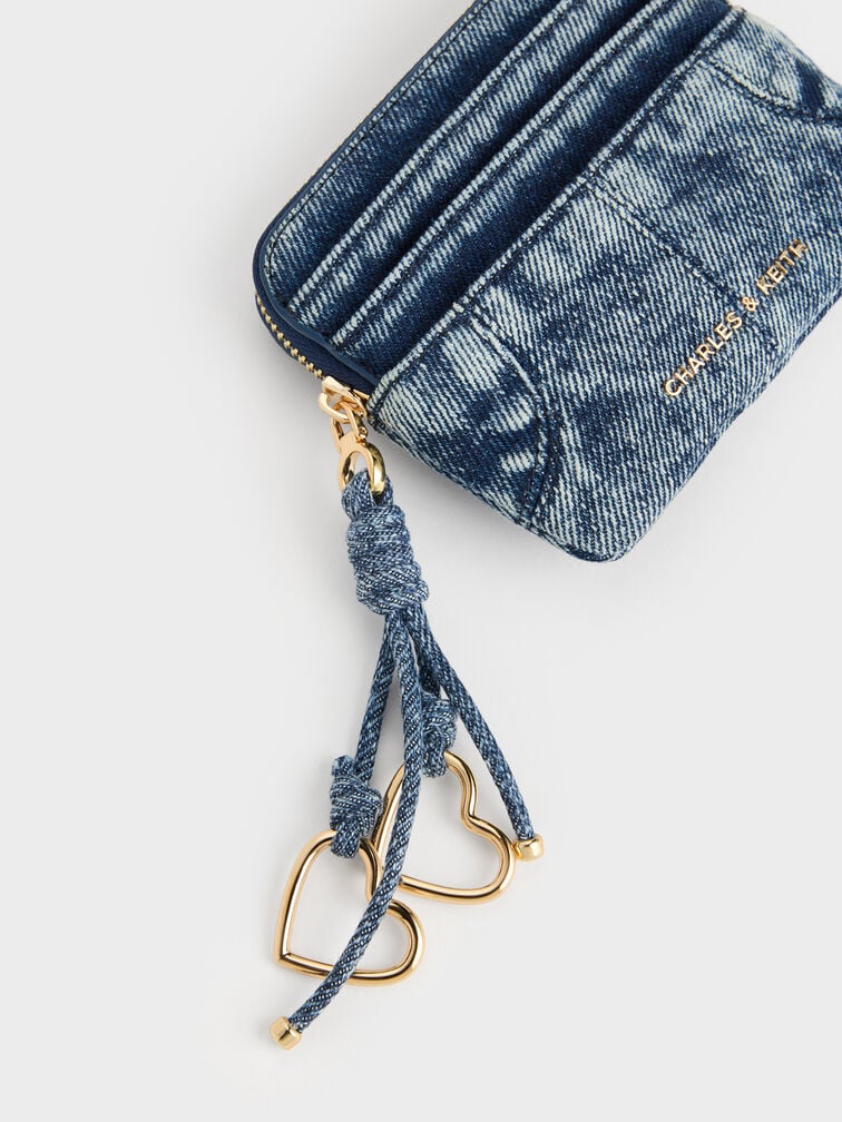 Dompet Kartu Top-Zip Denim Ciara, Denim Blue, hi-res