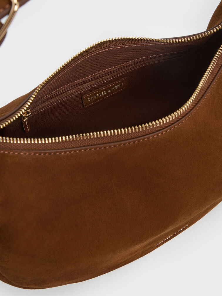 Tas Hobo Faux Suede Vega Large, Pecan Brown, hi-res