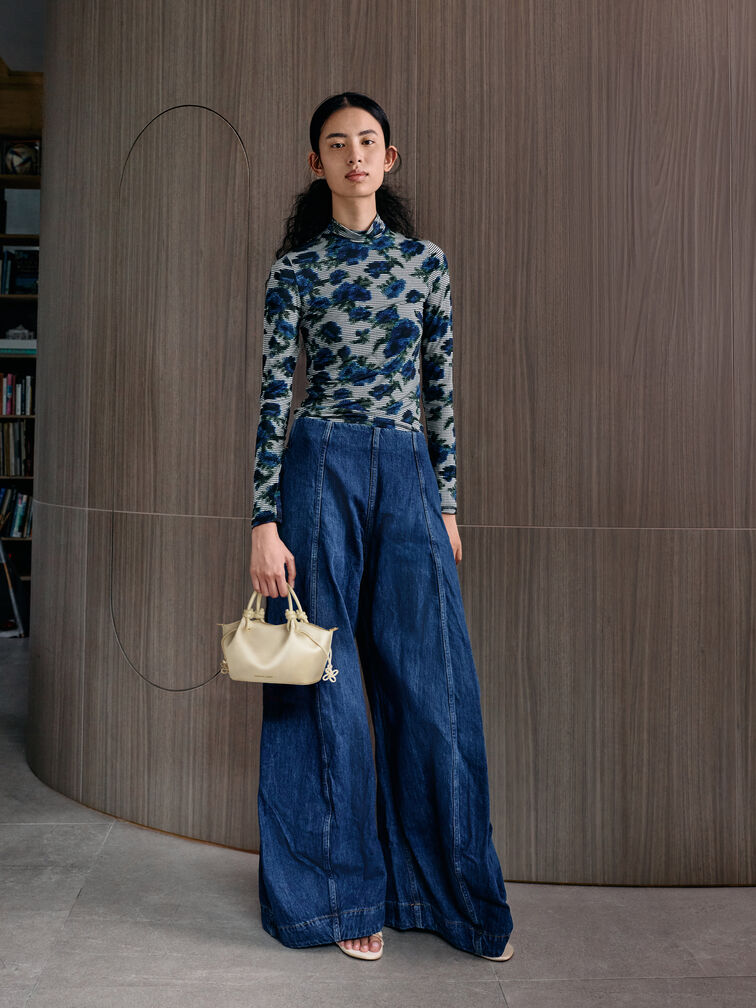 Tas Tote Knotted-Handle Pearl-Butterfly Sammie, Butter, hi-res