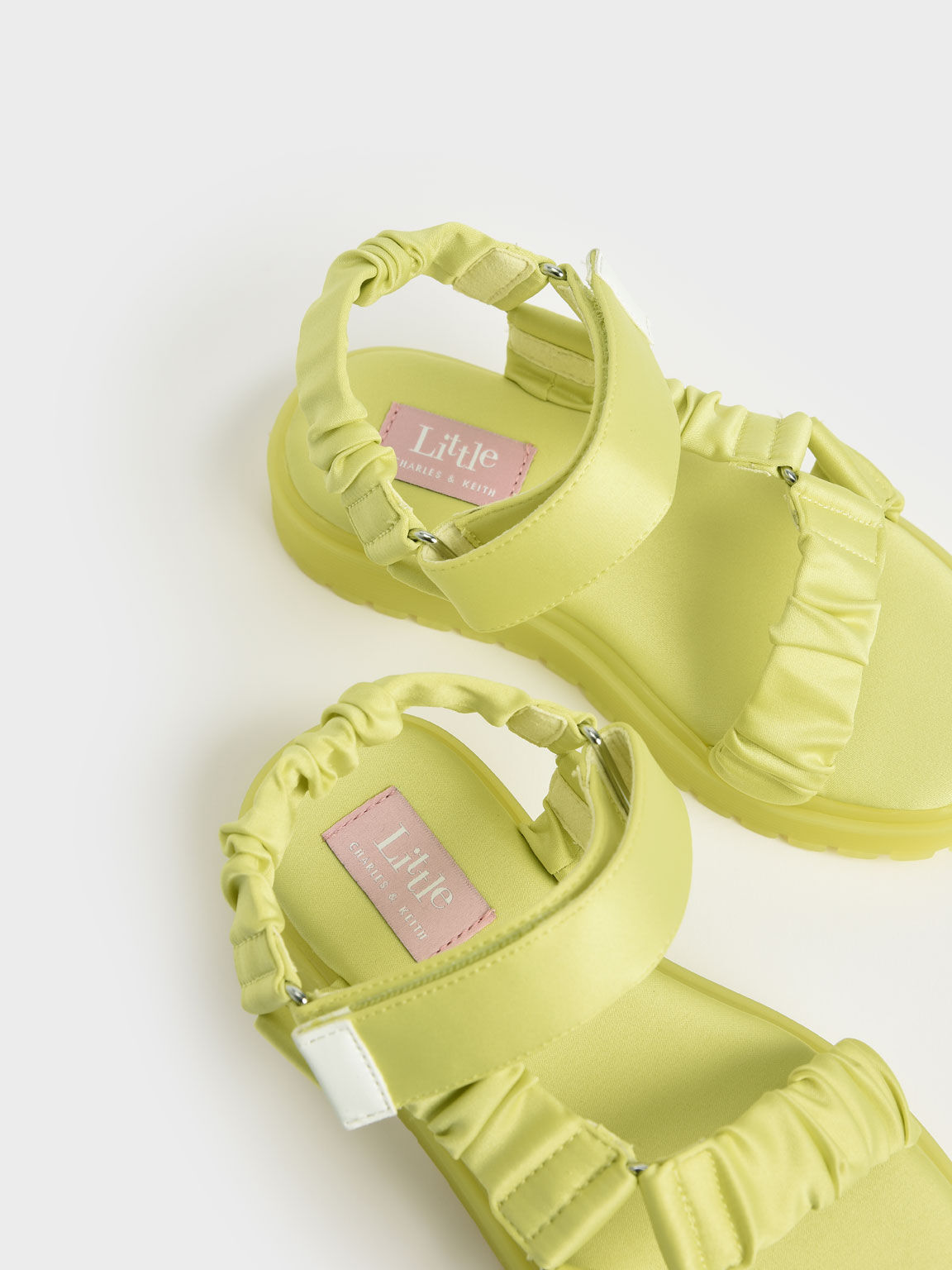 Girls' Fabric Ruched Sports Sandals, Yellow, hi-res
