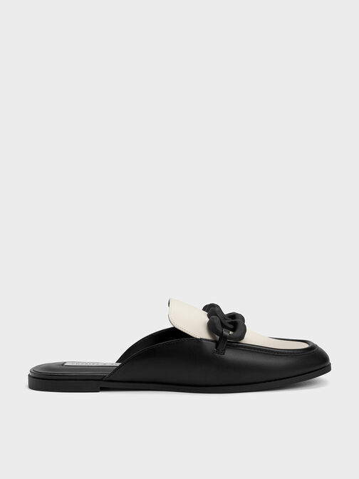 Sepatu Flats Loafer Chunky Chain Two-Tone, Black, hi-res