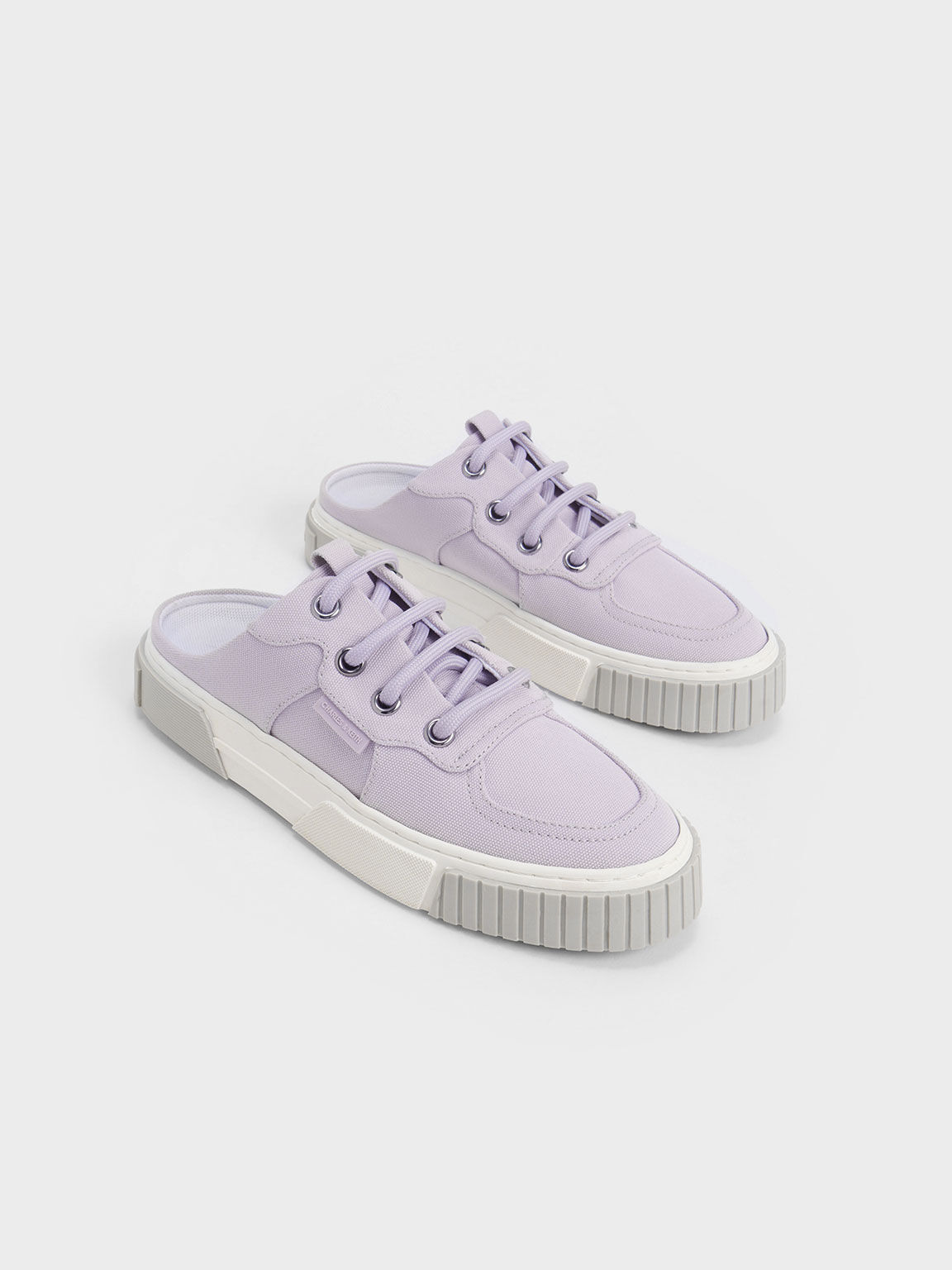 Sepatu Sneakers Slip-On Canvas Panelled, Lilac, hi-res