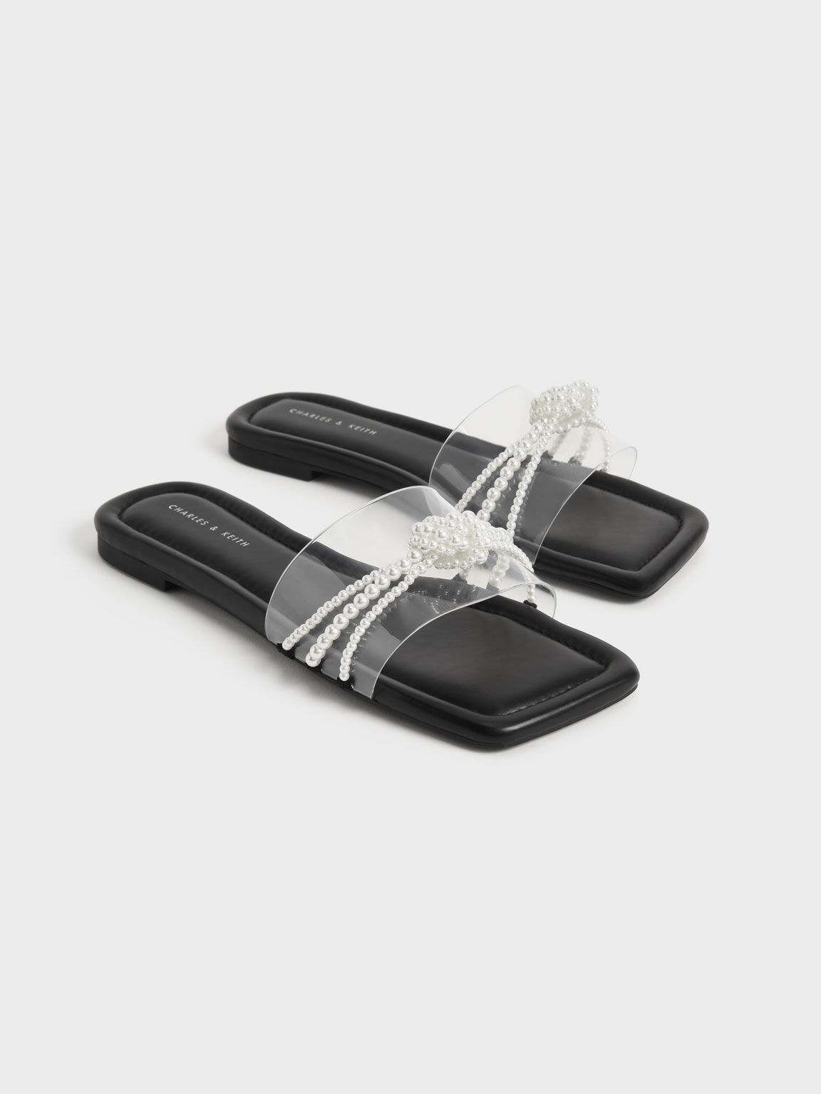 Sandal Slide Bead Embellished, Black, hi-res