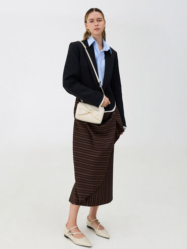 Tas Bahu Halsey Chain Ruched, Cream, hi-res