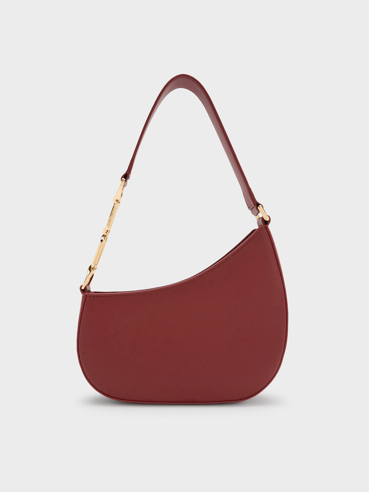 Agatha Chain-Accent Shoulder Bag, Burgundy, hi-res