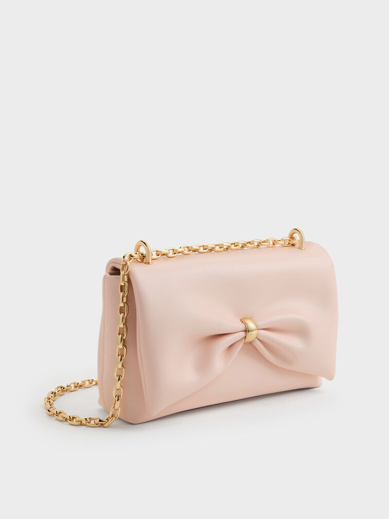 Tas Bahu Halsey Chain Ruched, Soft Pink, hi-res