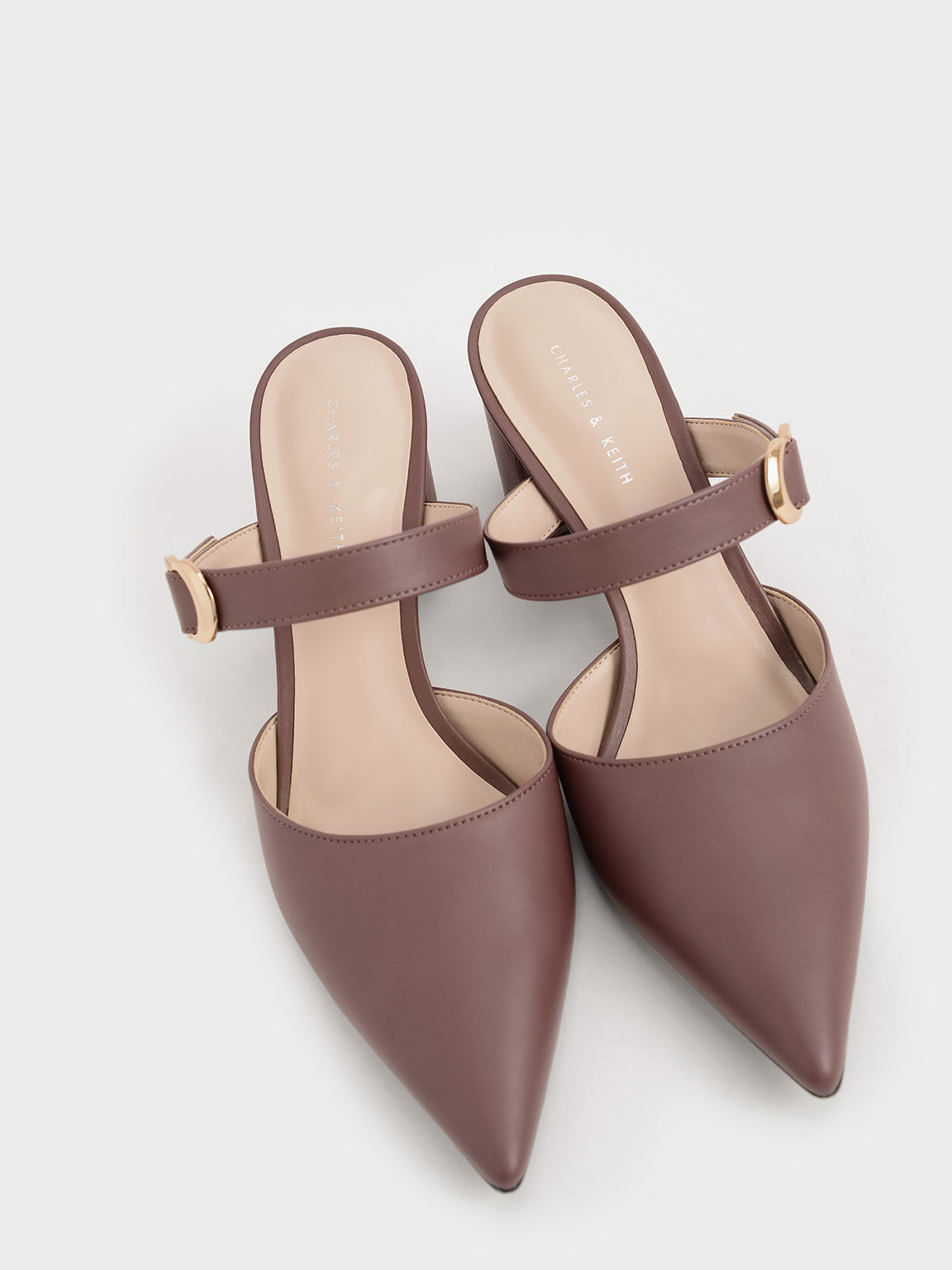 Sepatu Pumps Metallic Accent Textured Pointed-Toe, Mauve, hi-res