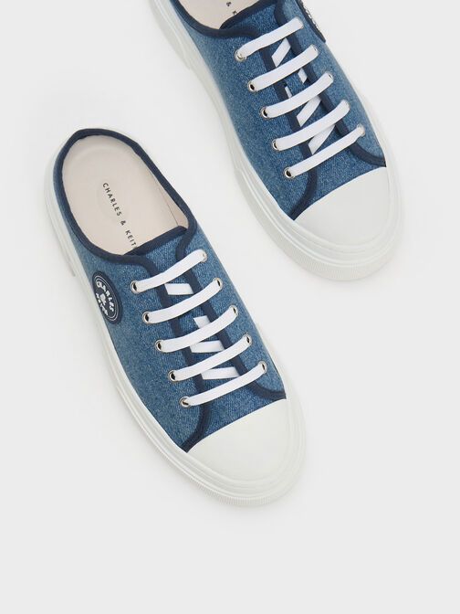 Sepatu Sneakers Kay Denim Slip-On, Blue, hi-res