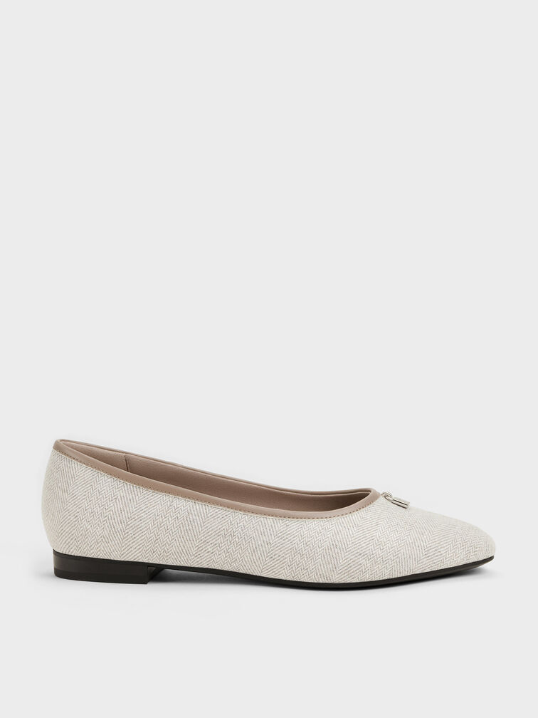 Sepatu Flats Ballet Two-Tone Griselda, Light Grey, hi-res