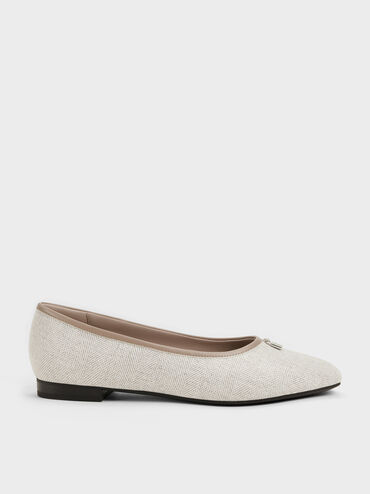 Sepatu Flats Ballet Two-Tone Griselda, Light Grey, hi-res