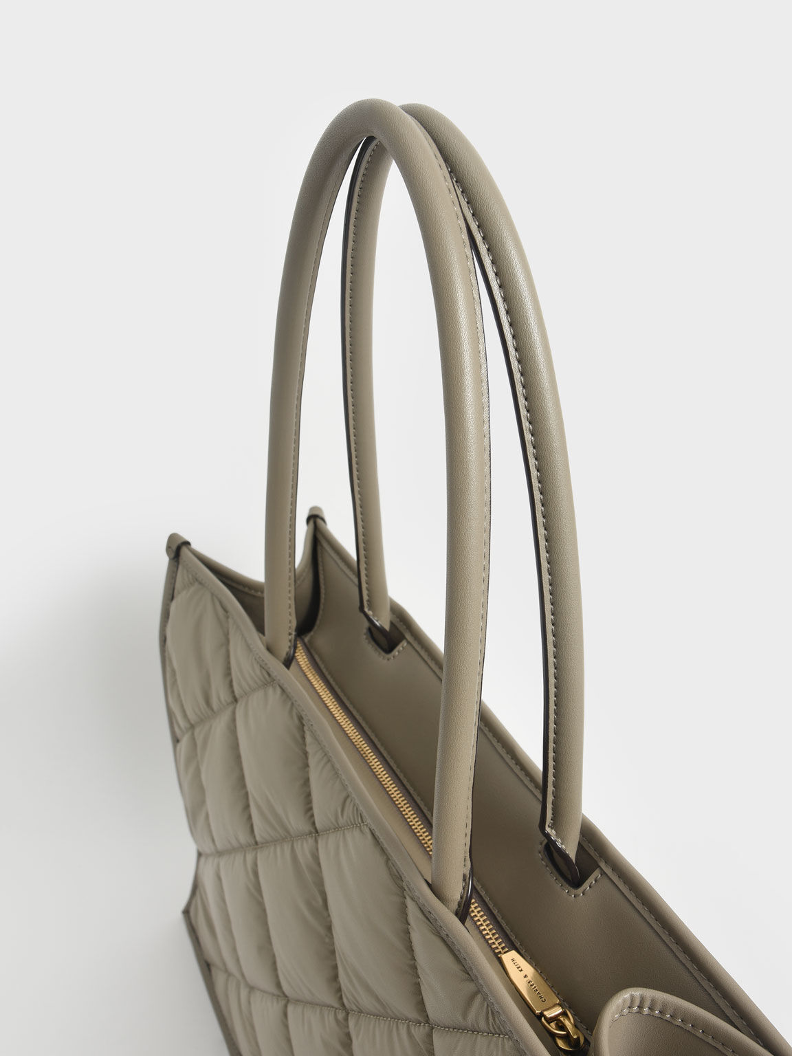 Celia Double Handle Quilted Tote Bag, Taupe, hi-res