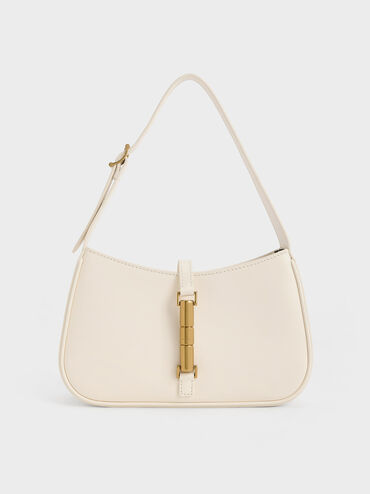 Tas Bahu Metallic Accent Cesia, Cream, hi-res