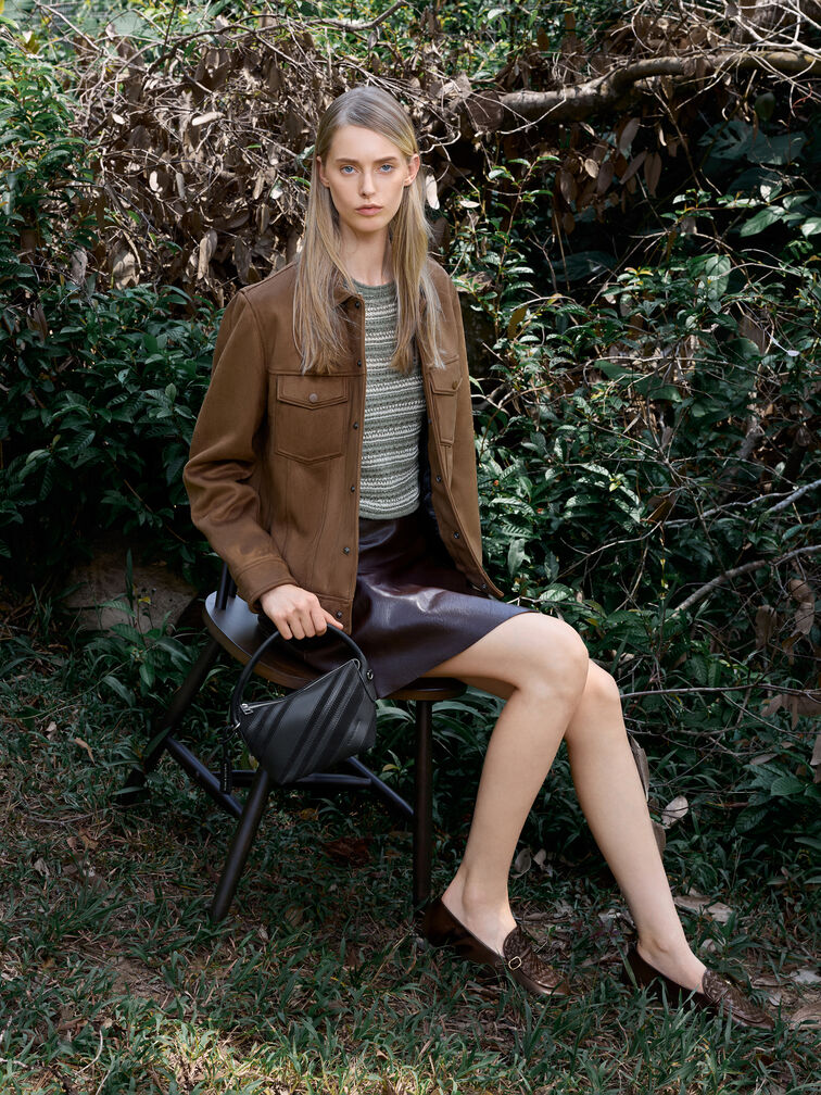 Tas Top Handle Recycled Suede Zeya, Noir, hi-res